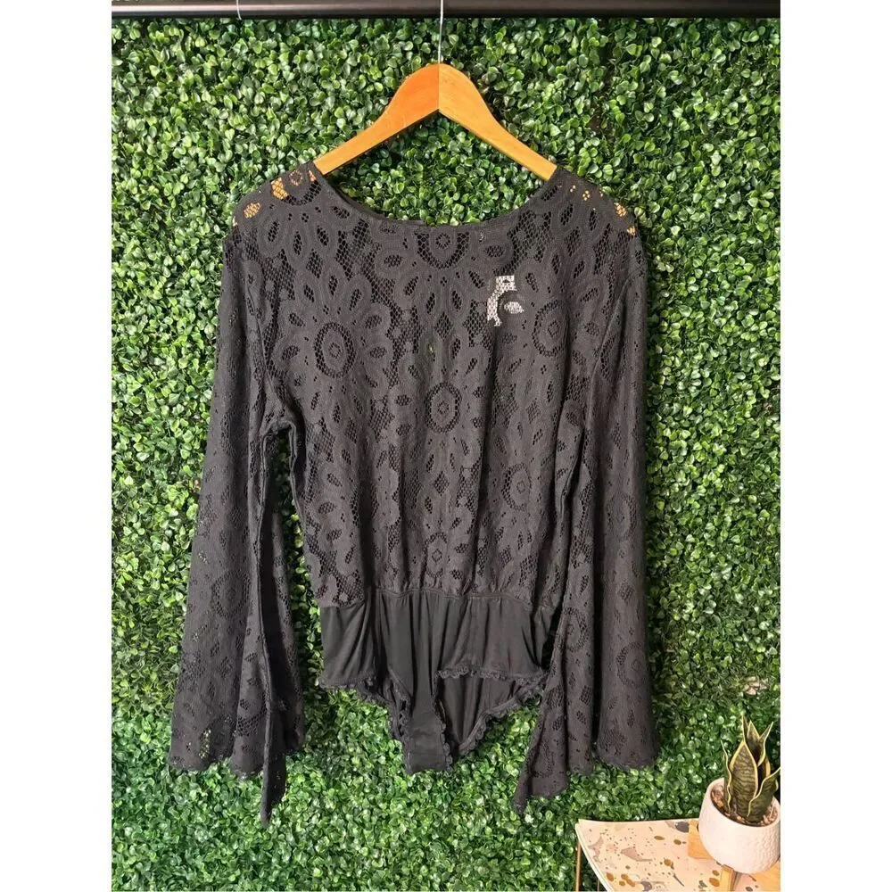 Free People Better With Time Bodysuit Black Size XS NWT
